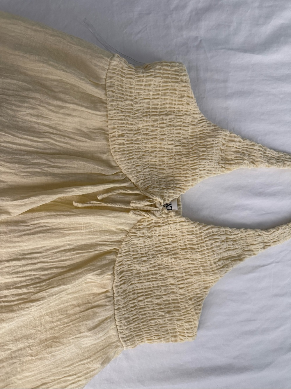 Trixxi Pale Yellow Smocked Halter Camisole